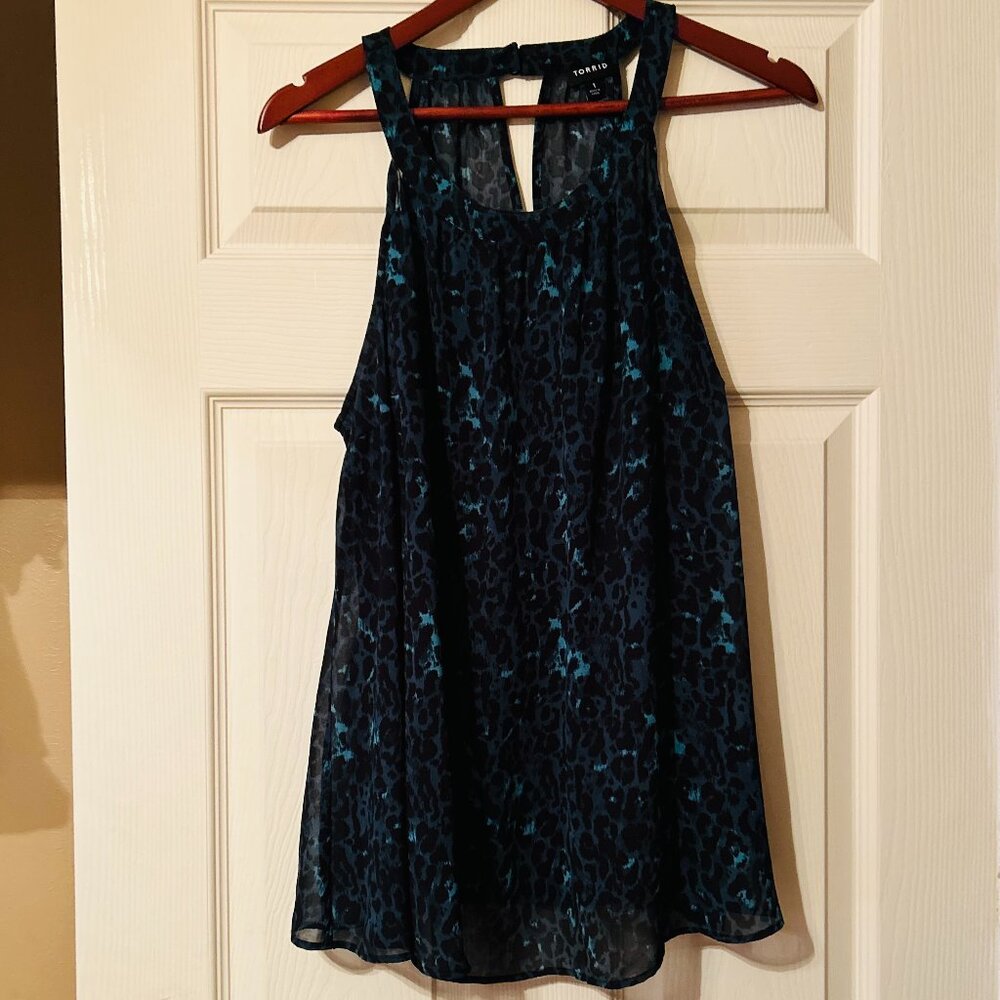 Torrid Size 1 Forest Green with Black Dark Romantic Halter Top Dark Fairy NWOT